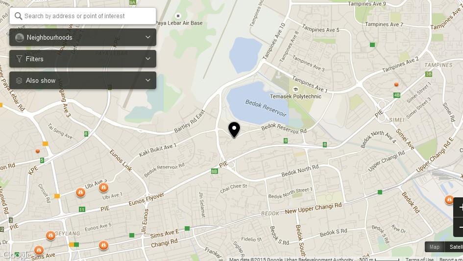 térkép Bedok Szingapúr
