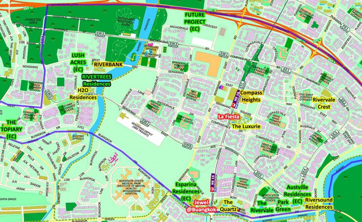 térkép Sengkang Szingapúr
