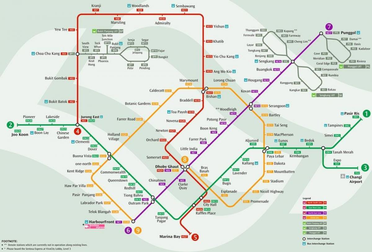 mrt rendszer Szingapúr térkép